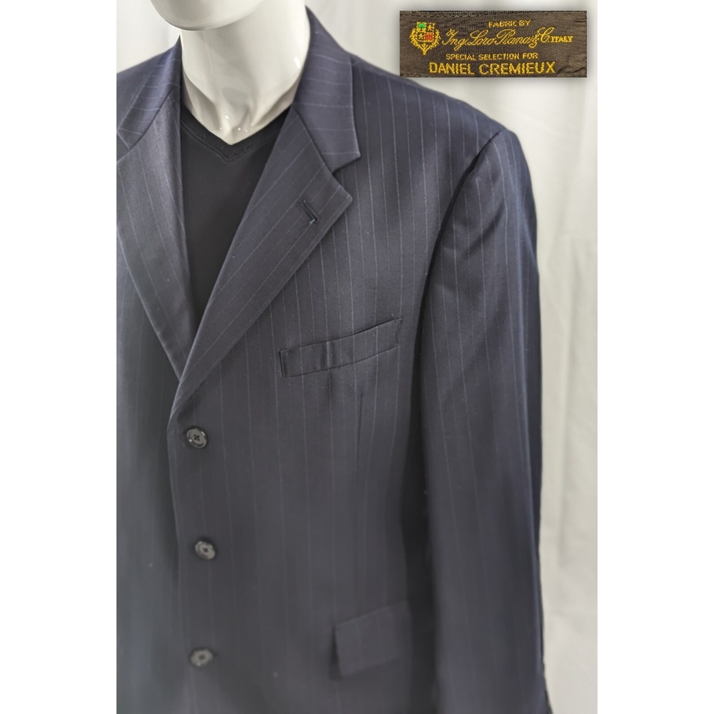 Daniel Cremieux Blazer Sport Coat Suit Jacket Loro Piana 44R Navy Pin Striped